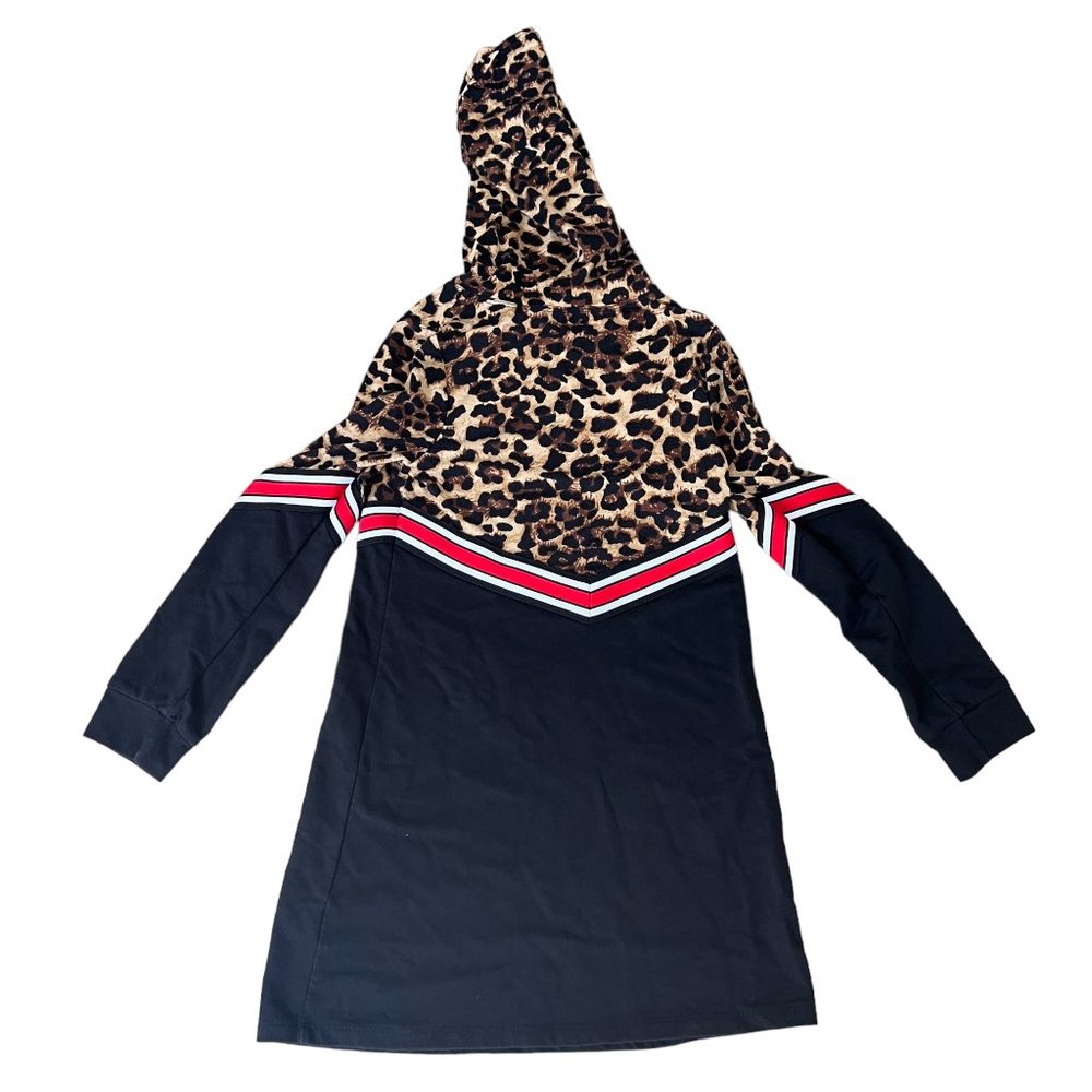 Truly Me by SaraSara Leopard Print Sweater Dress with Hood Black Size 10 years - Picture 9 of 10